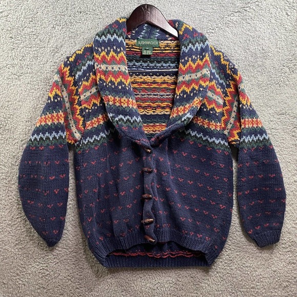Vintage Bushwacker Ugly Christmas Sweater Cardigan Sz M Toggle Buttons - Picture 1 of 6